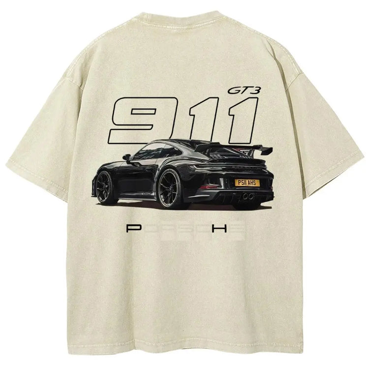 Men's 911 GT3 Racing Good Graphic Tees - Super Soft Washed Cotton Fashion Streetwear Round Neck Casual Top, Boyfriend Birthday Gift, Cool Guys Gifts, Gifts For Boyfriend, Cool Gifts For Guys