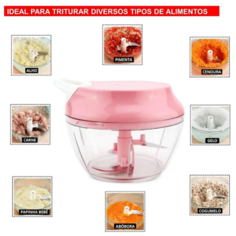 Mini Processador - Triturador de Alimentos Manual 3 Lâminas